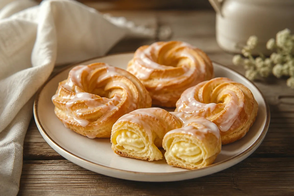 Choux wreaths with vanilla cream